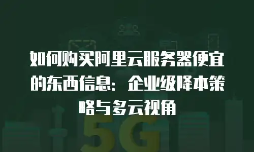 如何购买阿里云服务器便宜的东西信息：企业级降本策略与多云视角