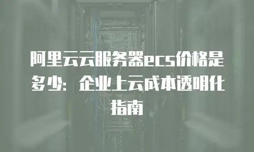 阿里云云服务器ecs价格是多少：企业上云成本透明化指南