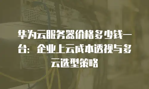 华为云服务器价格多少钱一台：企业上云成本透视与多云选型策略