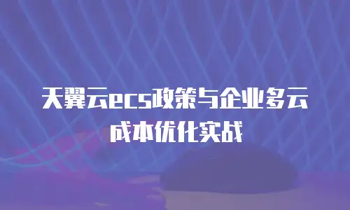 天翼云ecs政策与企业多云成本优化实战