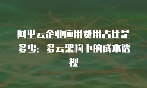 阿里云企业应用费用占比是多少：多云架构下的成本透视