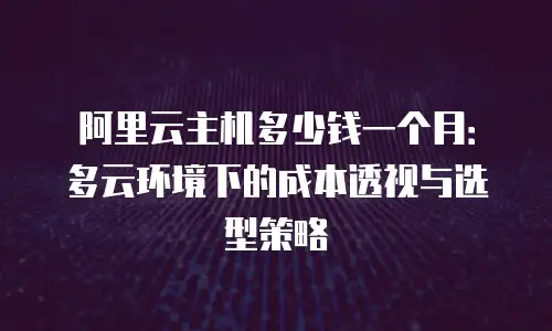 阿里云主机多少钱一个月：多云环境下的成本透视与选型策略