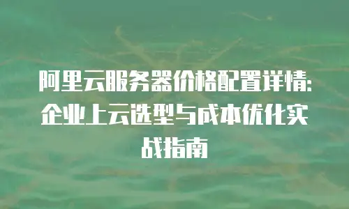 阿里云服务器价格配置详情：企业上云选型与成本优化实战指南