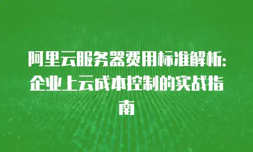 阿里云服务器费用标准解析：企业上云成本控制的实战指南