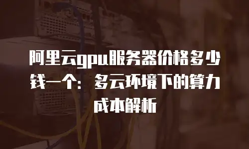 阿里云gpu服务器价格多少钱一个：多云环境下的算力成本解析