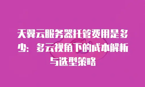 天翼云服务器托管费用是多少：多云视角下的成本解析与选型策略