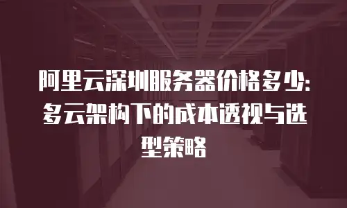 阿里云深圳服务器价格多少：多云架构下的成本透视与选型策略