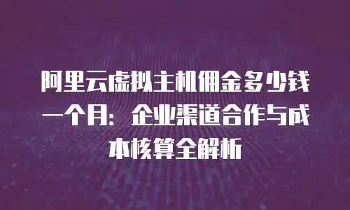 阿里云虚拟主机佣金多少钱一个月：企业渠道合作与成本核算全解析