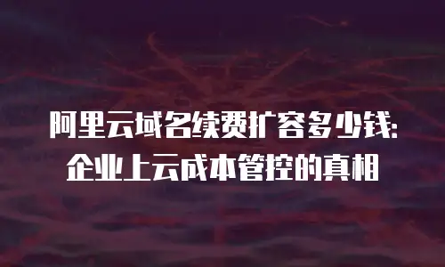 阿里云域名续费扩容多少钱：企业上云成本管控的真相
