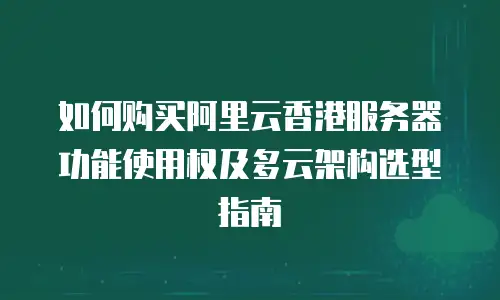 如何购买阿里云香港服务器功能使用权及多云架构选型指南