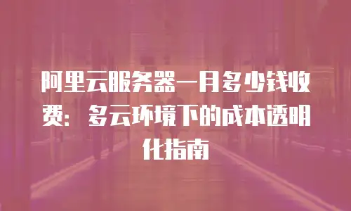 阿里云服务器一月多少钱收费：多云环境下的成本透明化指南