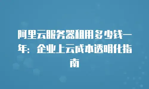 阿里云服务器租用多少钱一年：企业上云成本透明化指南