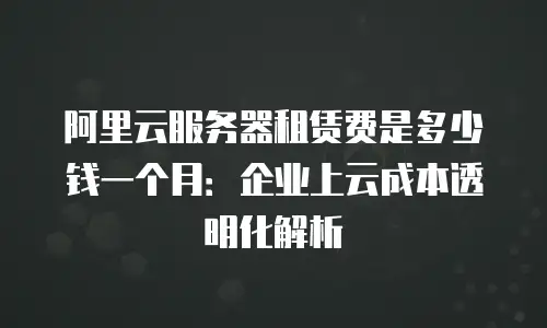 阿里云服务器租赁费是多少钱一个月：企业上云成本透明化解析
