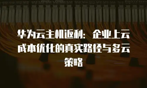 华为云主机返利：企业上云成本优化的真实路径与多云策略