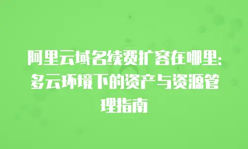 阿里云域名续费扩容在哪里：多云环境下的资产与资源管理指南