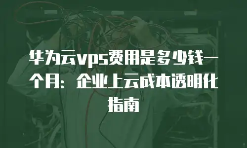 华为云vps费用是多少钱一个月：企业上云成本透明化指南