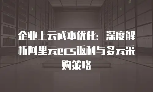 企业上云成本优化：深度解析阿里云ecs返利与多云采购策略