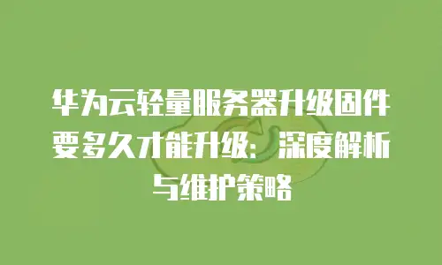 华为云轻量服务器升级固件要多久才能升级：深度解析与维护策略