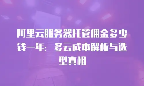 阿里云服务器托管佣金多少钱一年：多云成本解析与选型真相