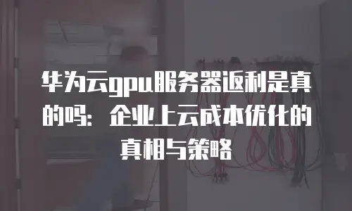 华为云gpu服务器返利是真的吗：企业上云成本优化的真相与策略