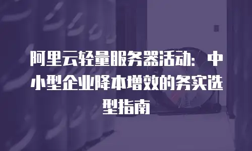 阿里云轻量服务器活动：中小型企业降本增效的务实选型指南
