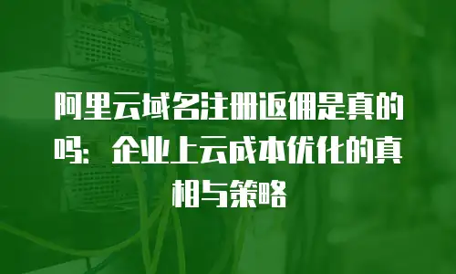 阿里云域名注册返佣是真的吗：企业上云成本优化的真相与策略