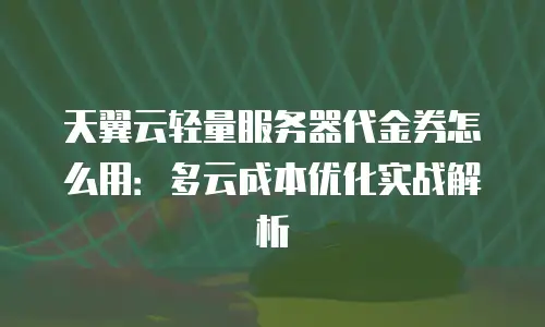 天翼云轻量服务器代金券怎么用：多云成本优化实战解析
