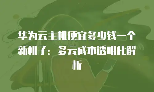 华为云主机便宜多少钱一个新机子：多云成本透明化解析
