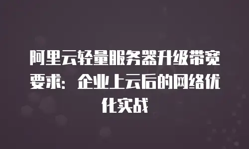阿里云轻量服务器升级带宽要求：企业上云后的网络优化实战