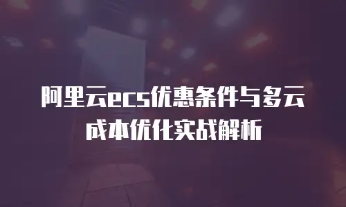 阿里云ecs优惠条件与多云成本优化实战解析