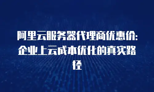 阿里云服务器代理商优惠价：企业上云成本优化的真实路径