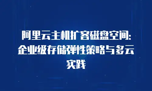 阿里云主机扩容磁盘空间：企业级存储弹性策略与多云实践