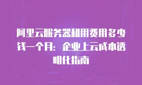阿里云服务器租用费用多少钱一个月：企业上云成本透明化指南