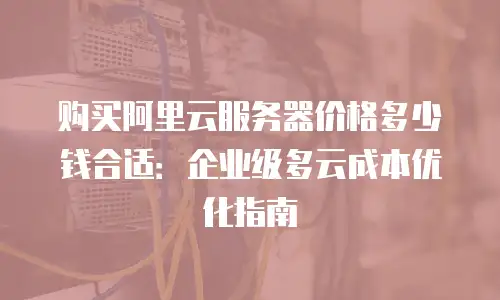 购买阿里云服务器价格多少钱合适：企业级多云成本优化指南