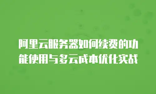 阿里云服务器如何续费的功能使用与多云成本优化实战