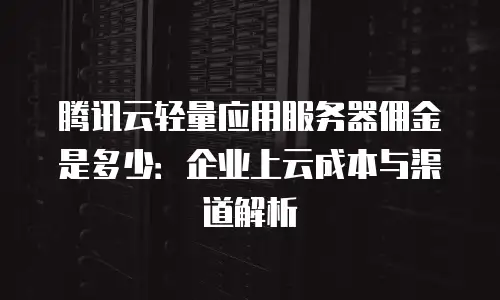 腾讯云轻量应用服务器佣金是多少：企业上云成本与渠道解析