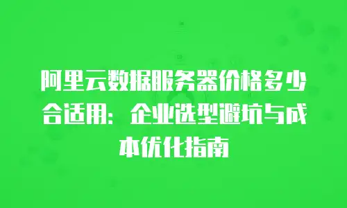 阿里云数据服务器价格多少合适用：企业选型避坑与成本优化指南