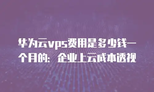 华为云vps费用是多少钱一个月的：企业上云成本透视