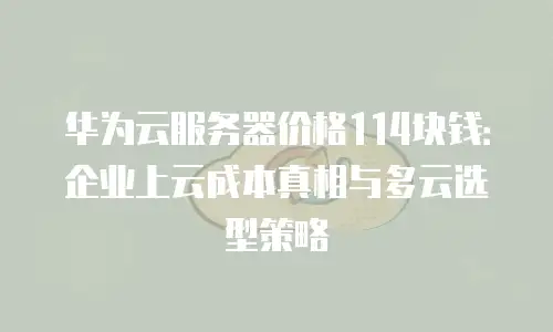 华为云服务器价格114块钱：企业上云成本真相与多云选型策略