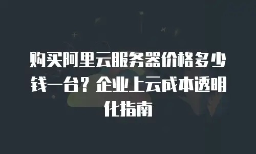 购买阿里云服务器价格多少钱一台？企业上云成本透明化指南