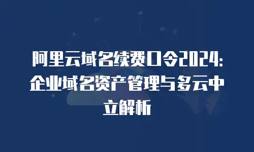 阿里云域名续费口令2024：企业域名资产管理与多云中立解析
