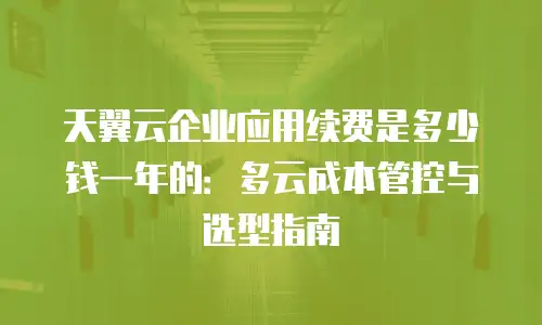天翼云企业应用续费是多少钱一年的：多云成本管控与选型指南