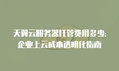 天翼云服务器托管费用多少：企业上云成本透明化指南