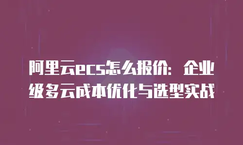 阿里云ecs怎么报价：企业级多云成本优化与选型实战