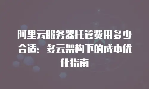 阿里云服务器托管费用多少合适：多云架构下的成本优化指南