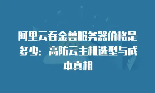 阿里云吞金兽服务器价格是多少：高防云主机选型与成本真相