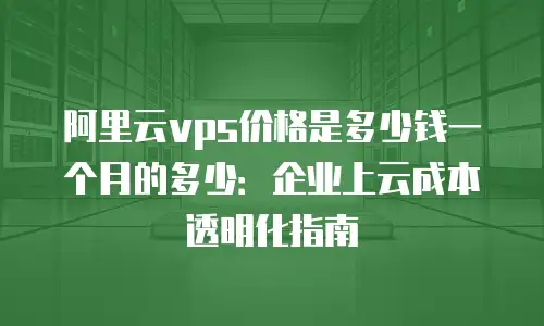 阿里云vps价格是多少钱一个月的多少：企业上云成本透明化指南