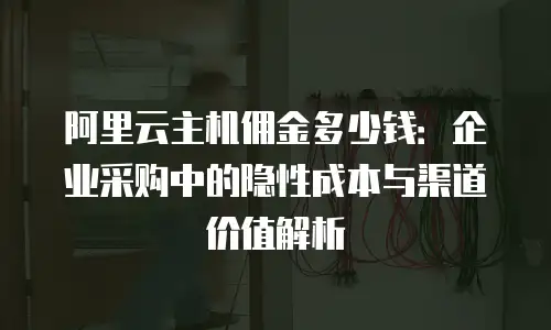 阿里云主机佣金多少钱：企业采购中的隐性成本与渠道价值解析