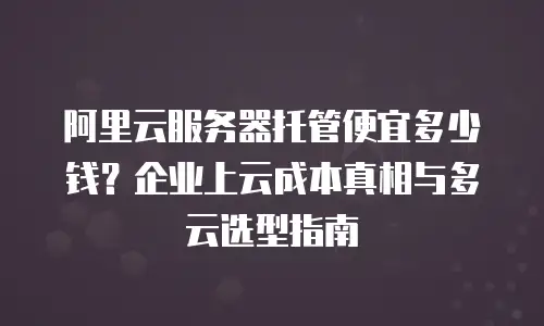 阿里云服务器托管便宜多少钱？企业上云成本真相与多云选型指南