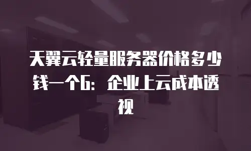 天翼云轻量服务器价格多少钱一个G：企业上云成本透视